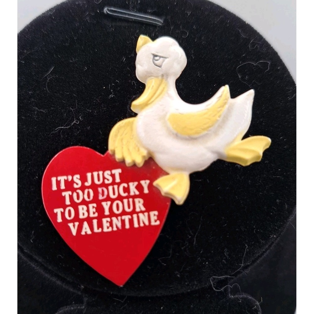 Vintage It's Just too Ducky to be Your Valentine Pin Fun